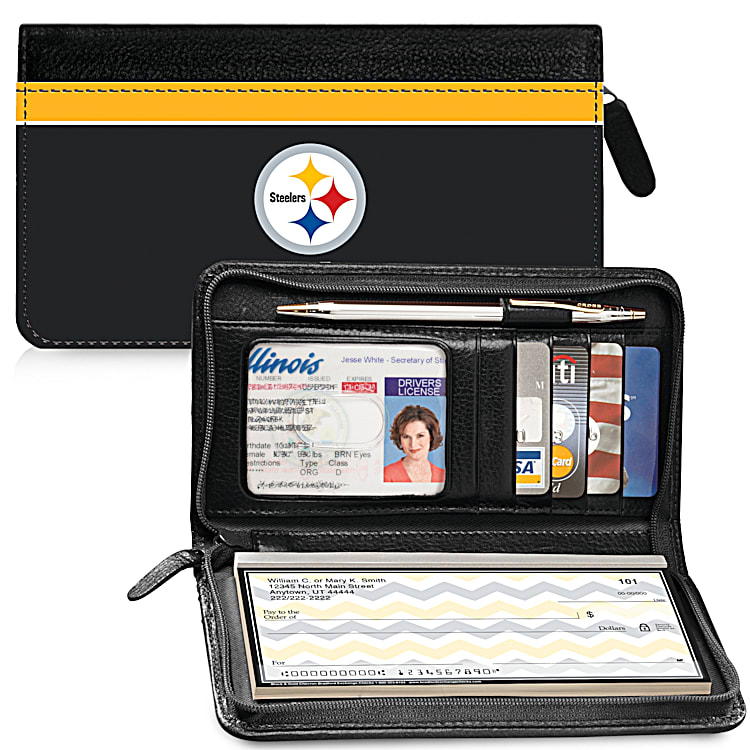 Pittsburgh Steelers NFL Zippered Checkbook Cover Wallet | Bradford Exchange Checks
