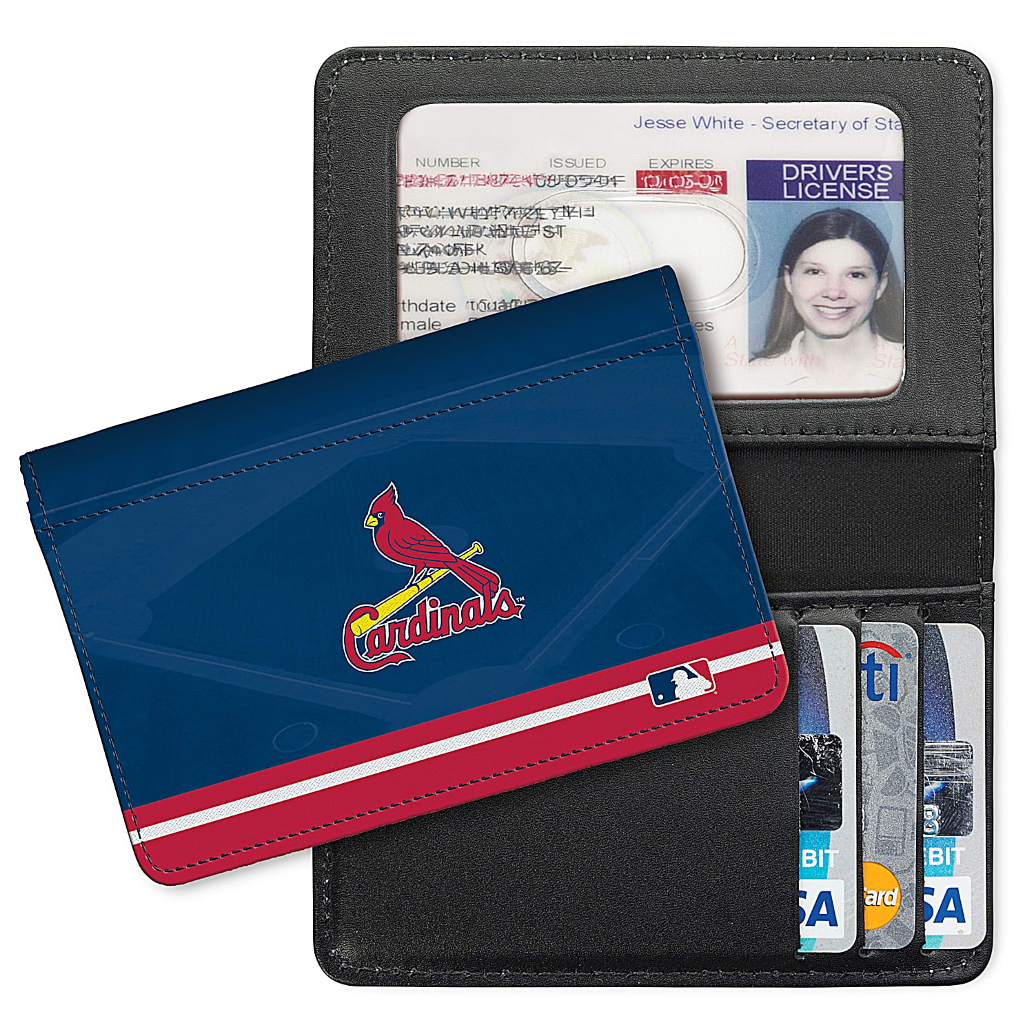 St. Louis Cardinals Mens Genuine Leather MLB Wallet Featuring