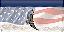 God Bless America American Bald Eagle and Flag Checkbook Cover
