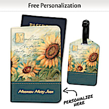 Bring the Joy of Sunflowers With You On Your Travels with this Coordinating Passport Cover and Luggage Tag Set