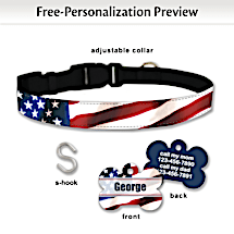 Spirit of America Custom Name Personalized American Flag Pet Collar and Tag Set