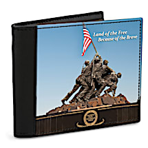Defend Your Freedom and Your Identity with the U.S. Marines War Memorial Leather-Accented Wallet