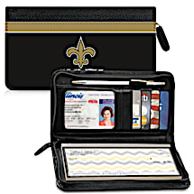 Leather New Orleans Saints Zippered Wallet For Your Favorite NFL Team