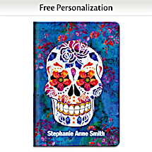 Day of the Dead Sugar Skull Custom Name Personalized Premium Fabric Refillable Journal