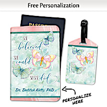 Show off our Flair for Design As Well As Empowerment With Our Licensed Luggage Tag & Coordinating Passport Cover Set