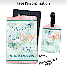 Show off our Flair for Design As Well As Empowerment With Our Licensed Luggage Tag & Coordinating Passport Cover Set