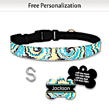 Retro Hipster Dog Collar/Tag Set