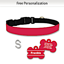 Cherry Bomb Red Dog Collar/Tag Set