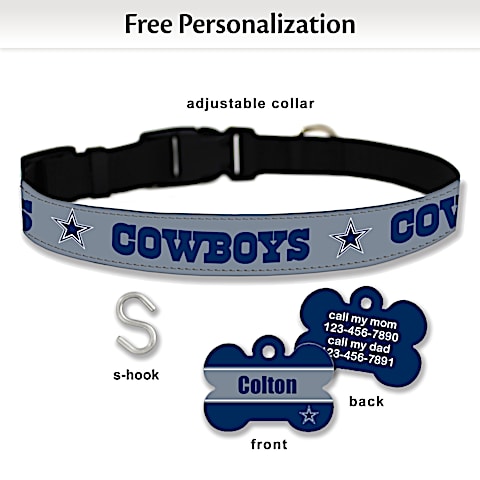 NFL Dallas Cowboys Designer Pet Collar and Personalized Tag