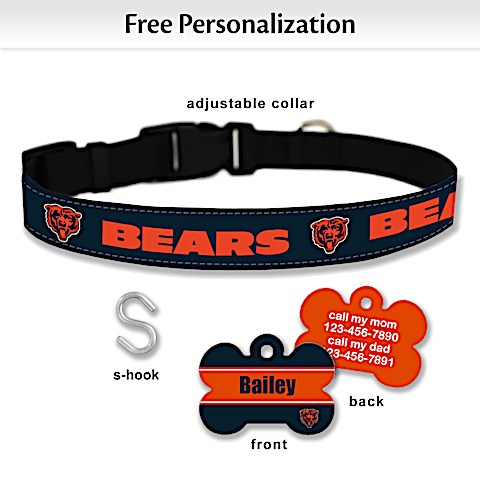 NFL Chicago Bears Designer Pet Collar and Personalized Tag
