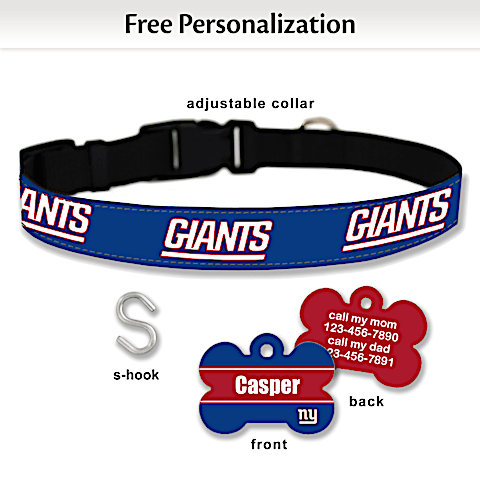 NFL New York Giants Pet Collar and Personalized Tag Set Bradford Exchange Checks