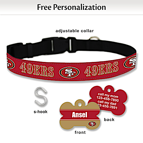 NFL San Francisco 49ers Pet Collar and Personalized Tag Set