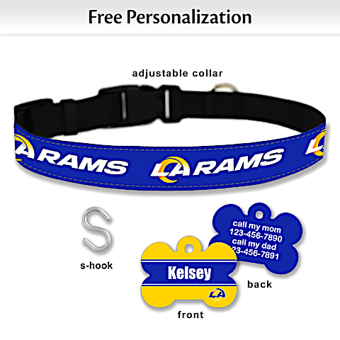 NFL Los Angeles Rams Pet Collar and Personalized Tag Set