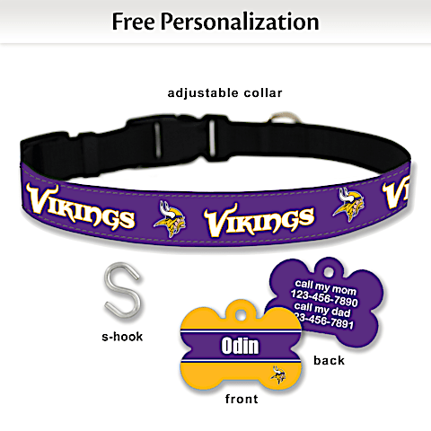 NFL Minnesota Vikings Pet Collar and Personalized Tag Set