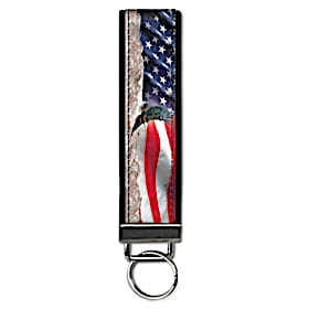 God Bless America Wristlet Keychain