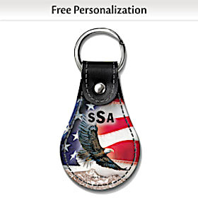 God Bless America Leather Key Ring