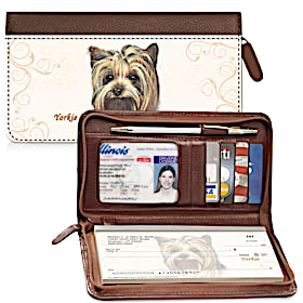 Yorkie Zippered Checkbook Cover Wallet