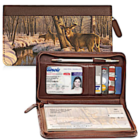 Winter Calm Zippered Checkbook Cover Wallet