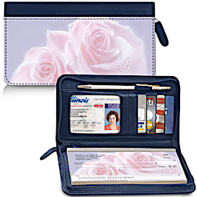 Rose Petal Blessings Zippered Checkbook Cover Wallet