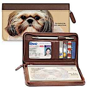 Faithful Friends - Shih Tzu Zippered Checkbook Cover Wallet