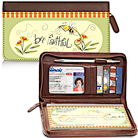 Just Bee Zippered Checkbook Cover Wallet