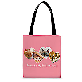 Rescued is Something to Purr About Fabric Tote Bag