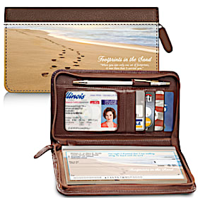 Footprints Zippered Checkbook Cover Wallet