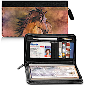 Equus Genuine Zippered Checkbook Cover Wallet
