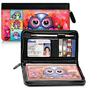 Seasons of the Owl Zippered Checkbook Cover Wallet