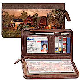 Farm and Tractors Zippered Checkbook Cover Wallet