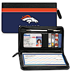 Denver Broncos NFL Zippered Checkbook Cover Wallet