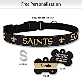 NFL New Orleans Saints Pet Collar and Personalized Tag Set