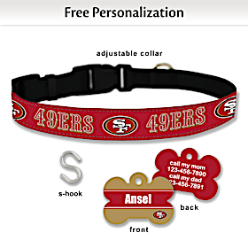 NFL San Francisco 49ers Pet Collar and Personalized Tag Set