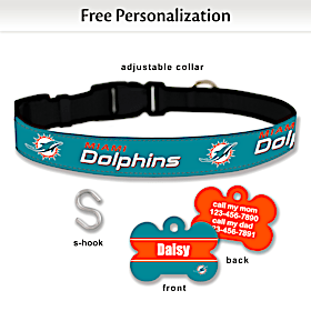 NFL Miami Dolphins Pet Collar and Personalized Tag Set