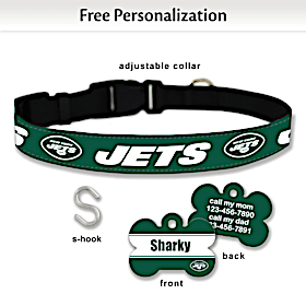 NFL New York Jets Pet Collar and Personalized Tag Set