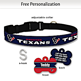 NFL Houston Texans Pet Collar and Personalized Tag Set