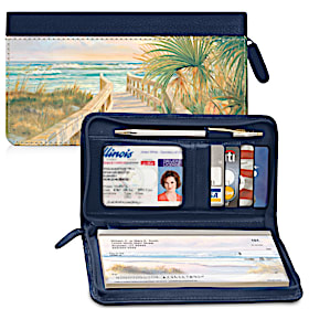 A Walk on the Beach Zippered Checkbook Cover Wallet