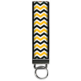 Green and Gold Chevron Wristlet Keychain