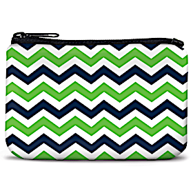 Blue and Green Chevron Coin Purse