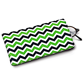 Blue and Green Chevron Eyeglass Case