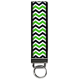 Blue and Green Chevron Wristlet Keychain