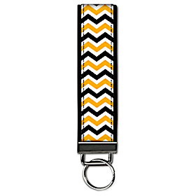 Black and Gold Chevron Wristlet Keychain