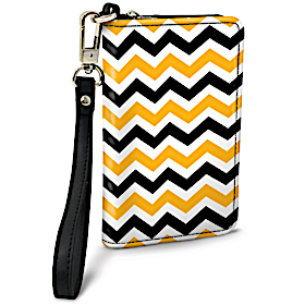 Black and Gold Chevron Small Wristlet Purse