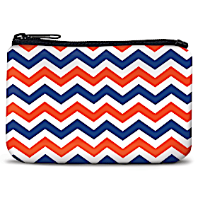 Blue and Orange Chevron Coin Purse