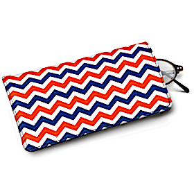 Blue and Orange Chevron Eyeglass Case