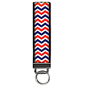 Blue and Orange Chevron Wristlet Keychain