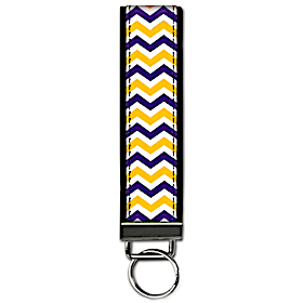 Purple and Gold Chevron Wristlet Keychain