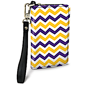 Purple and Gold Chevron Small Wristlet Purse