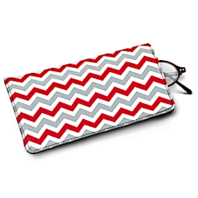 Red and Gray Chevron Eyeglass Case