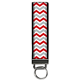 Red and Gray Chevron Wristlet Keychain